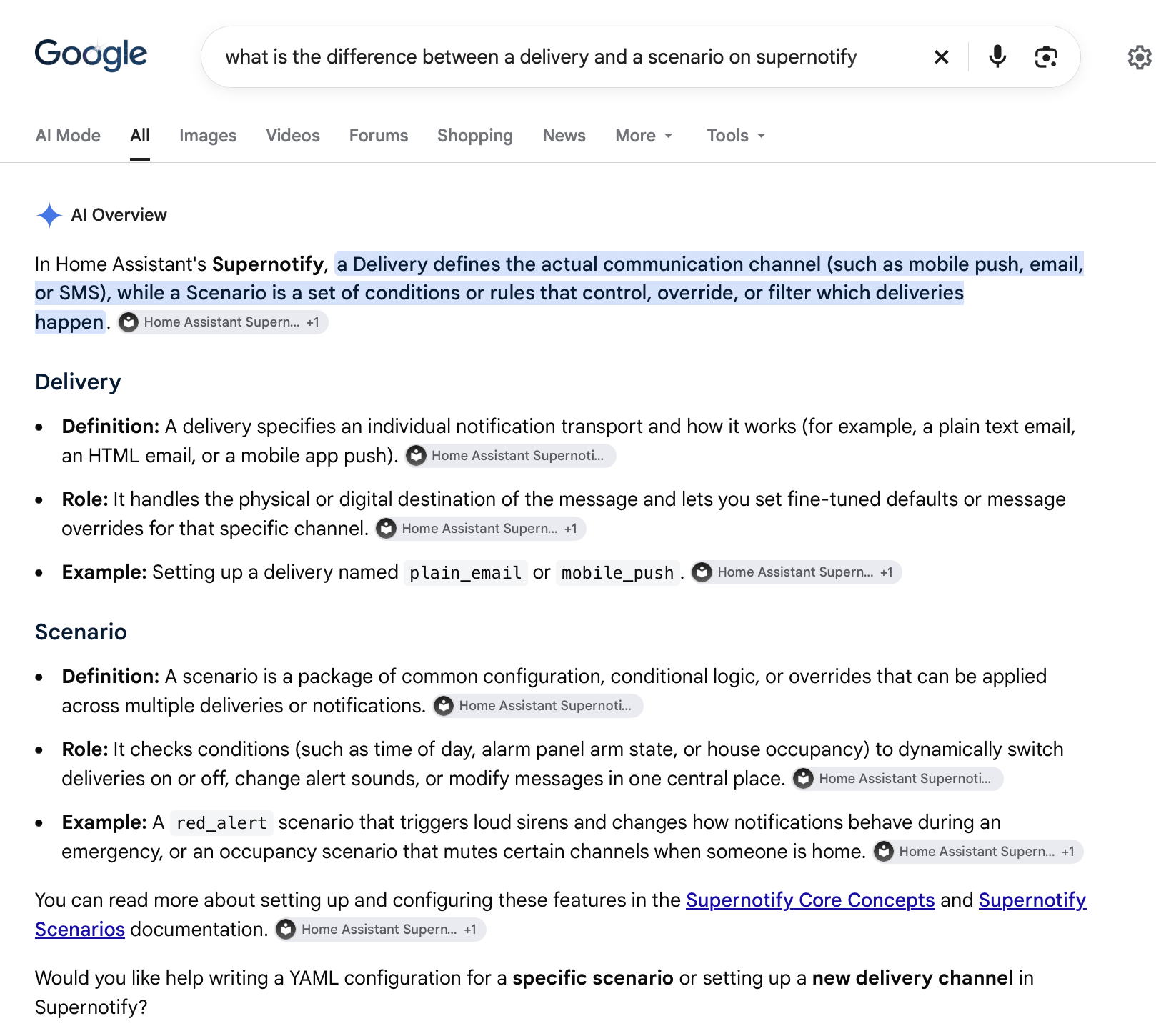 Example Help from Google Search