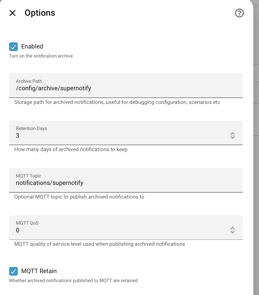 Archive Config from Integrations Page